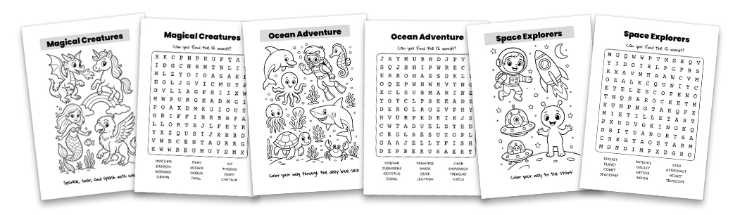 Preview of Jungle Colony’s free printable puzzle packs and coloring pages for kids